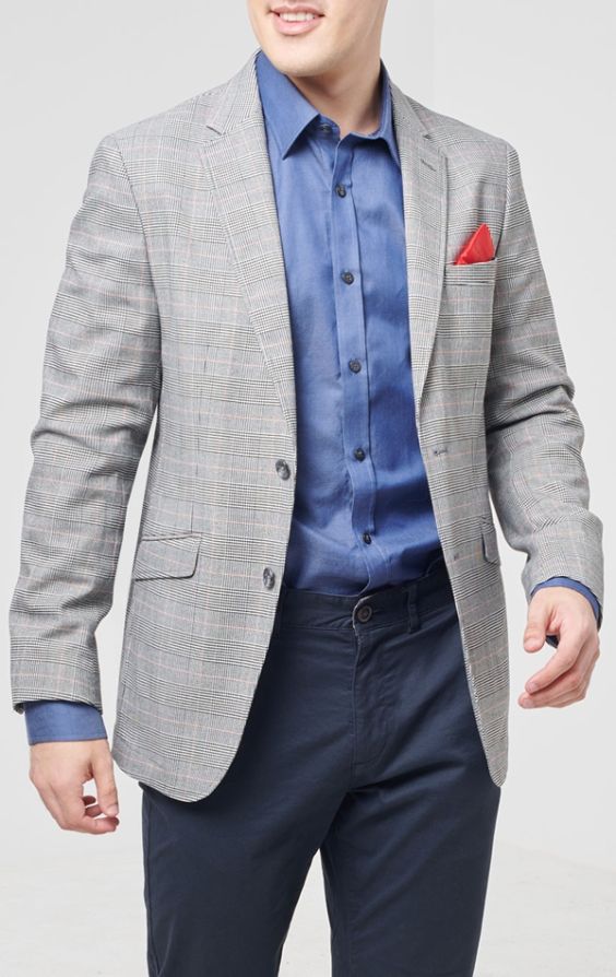 grey prince of wales check blazer