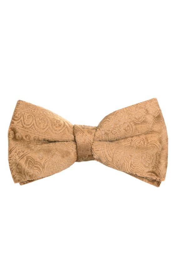 Dobell Gold Paisley Velvet Bow Tie | Dobell