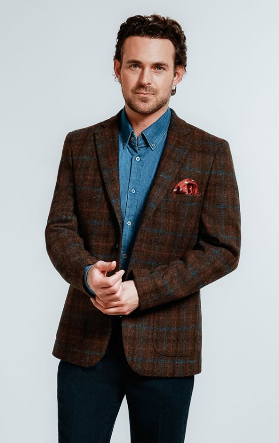 Mens check hot sale tweed blazer