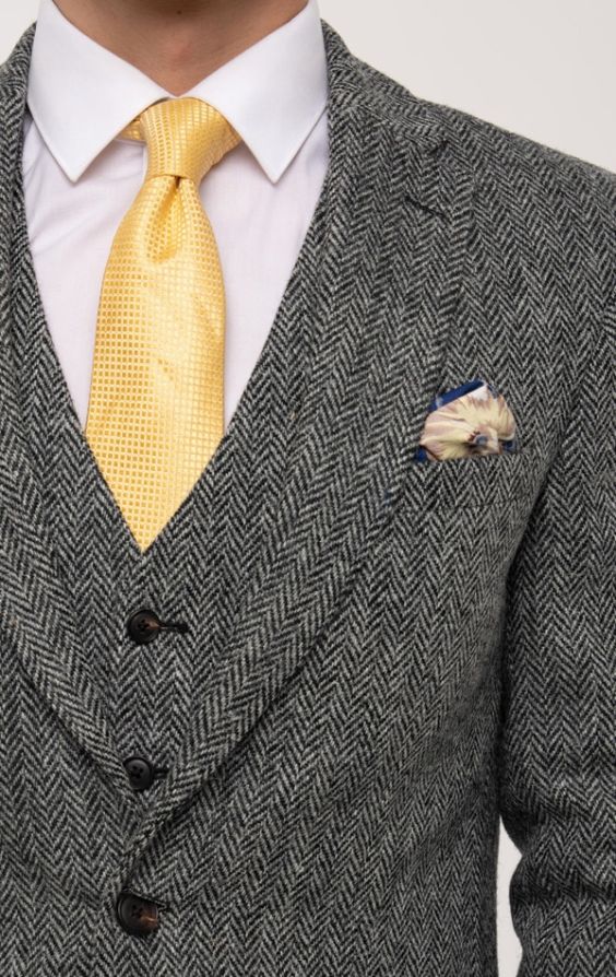 Grey herringbone sale 3 piece suit