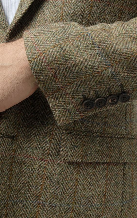 Green herringbone 2024 tweed suit