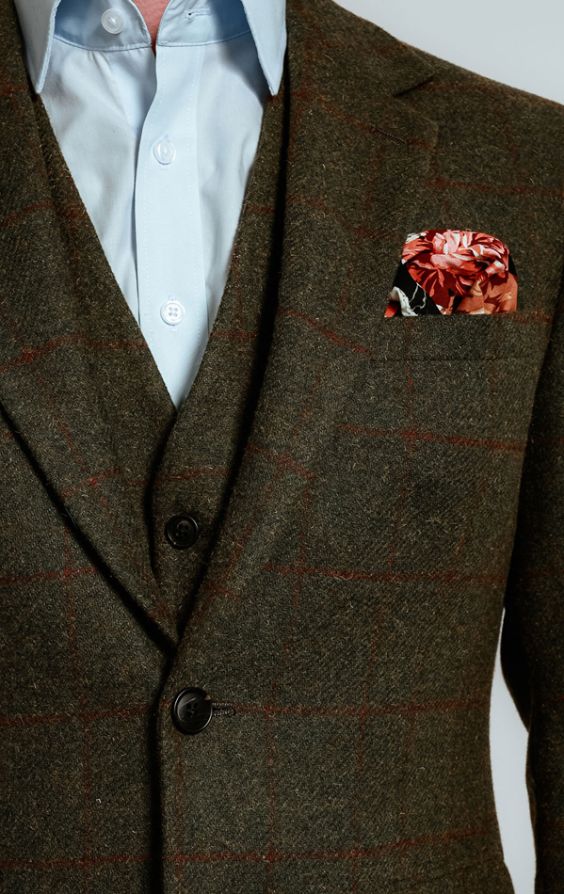 Green check deals tweed suit