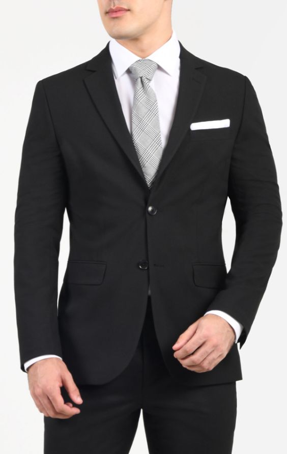 Grey and black hot sale suit jacket