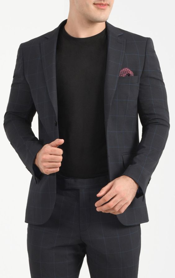 Grey check slim fit on sale suit