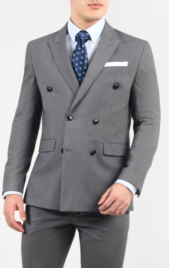 Grey double hot sale breasted jacket