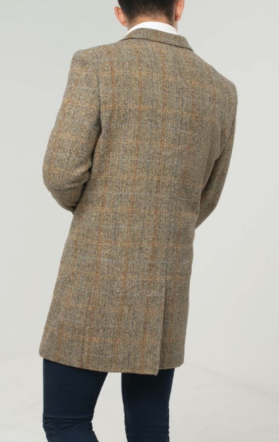 Harris tweed overcoat on sale mens