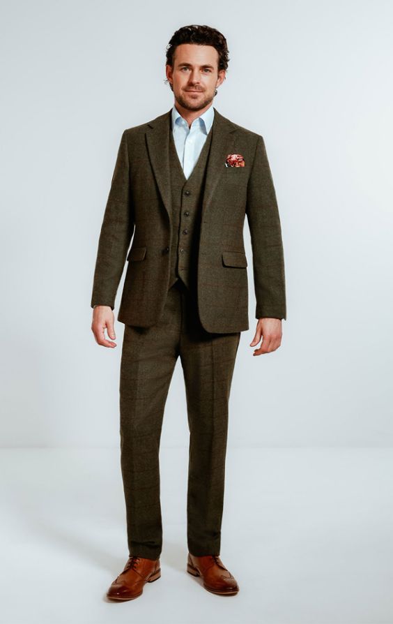 Green tweed suit sale