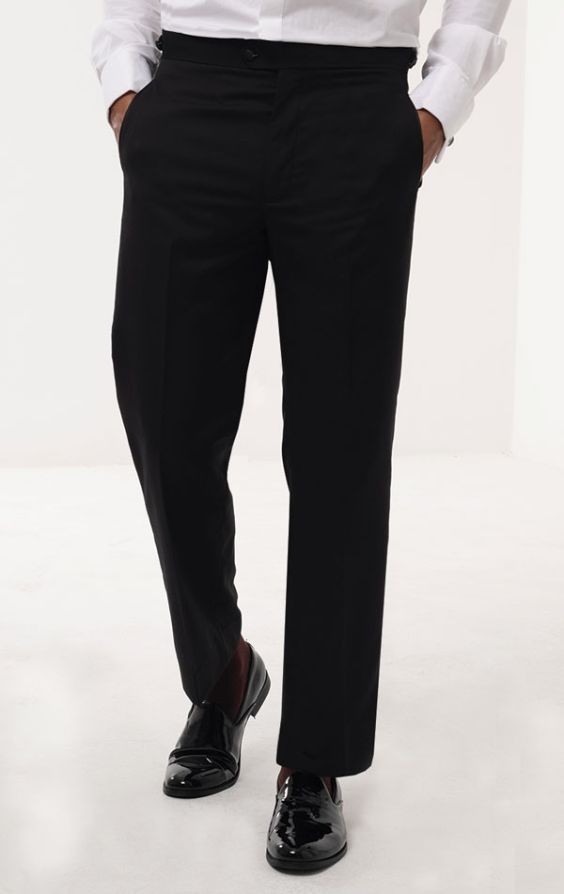 Black Trousers, Satin Side Stripe by Dobell