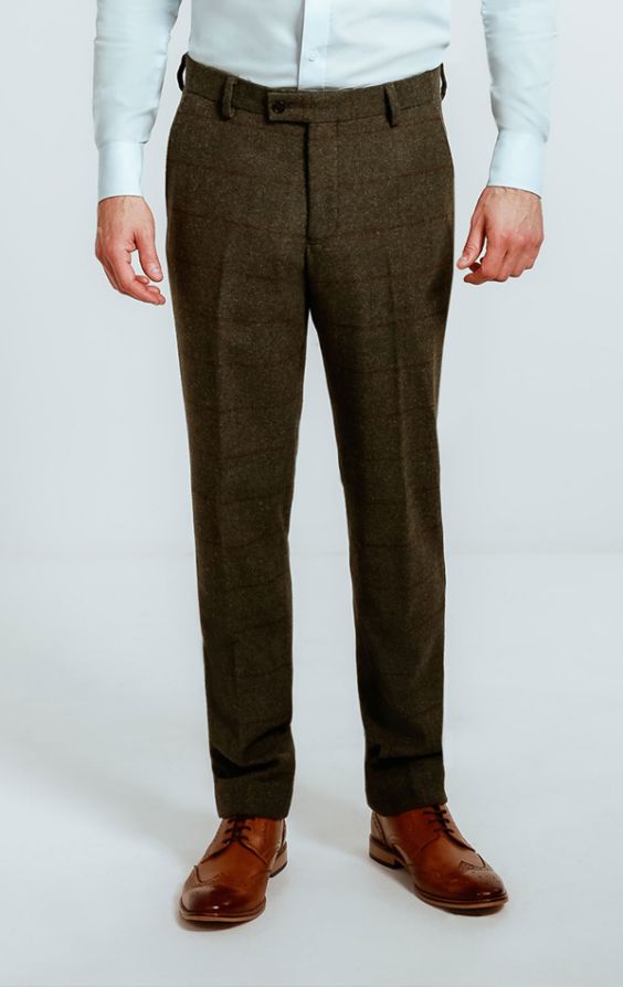 Green check store tweed suit