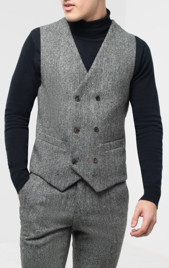 Grey double breasted on sale vest