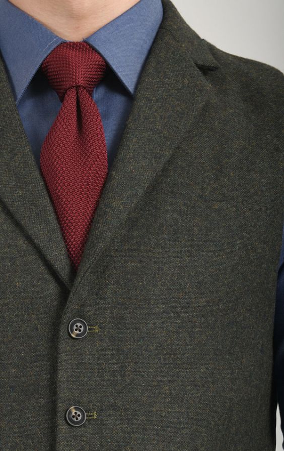 Dobell Dark Green Donegal Tweed Vest With Notch Lapel | Dobell