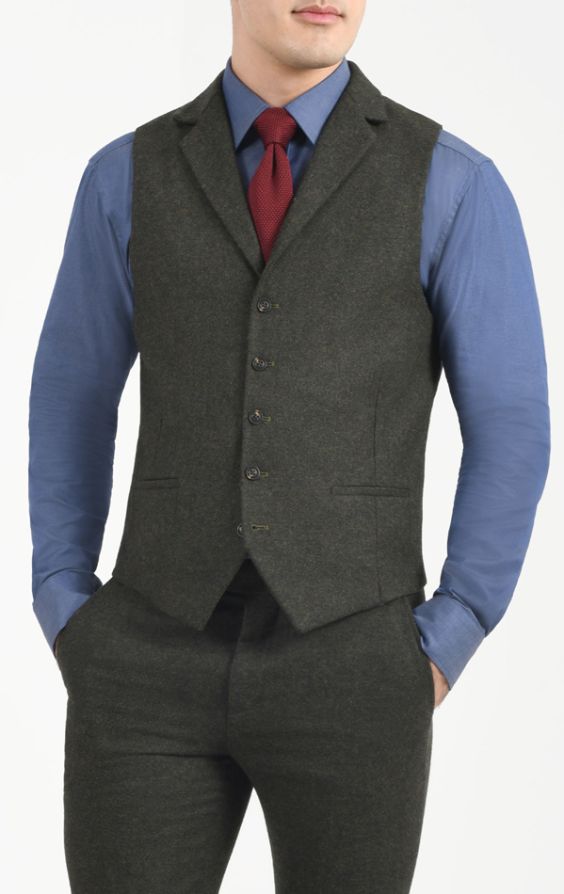 Green hot sale tweed vest