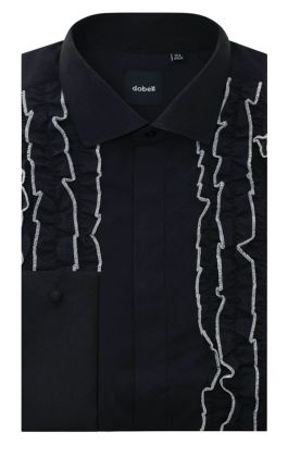 Black ruffled tuxedo clearance shirt