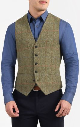 Green on sale check waistcoat