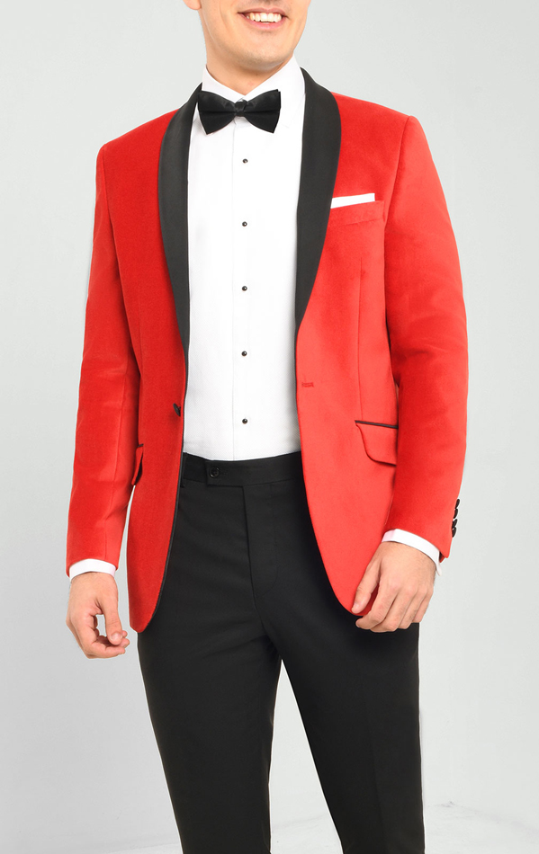 red velvet suit jacket with black lapel