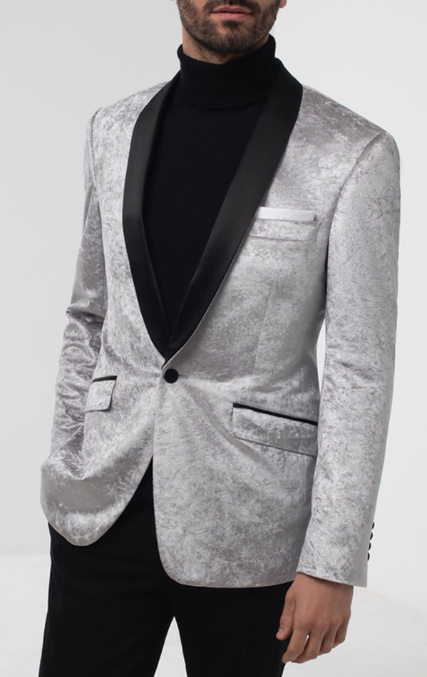 silver velvet suit